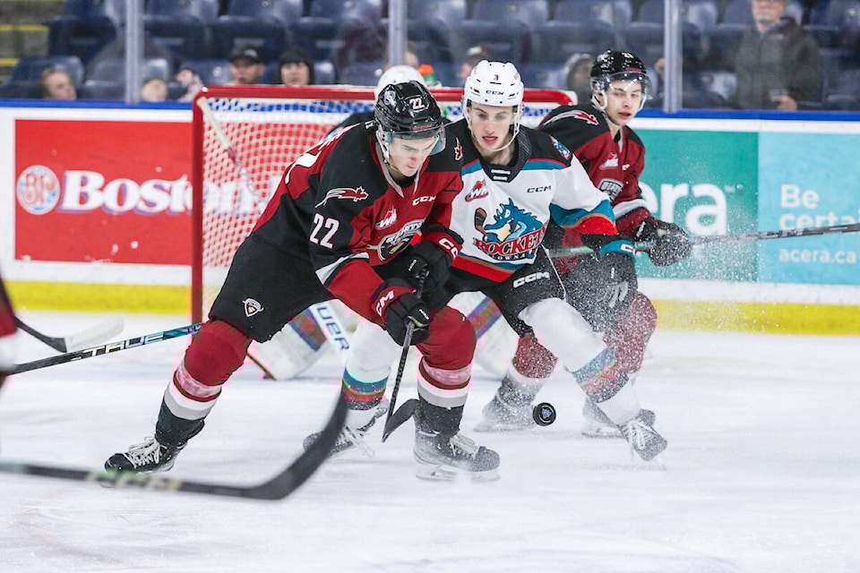  It was close. Vancouver Giants lost 6-5 to the Kelowna Rockets on Saturday night, Oct. 21, at Prospera Place. (Steve Dunsmoor/Kelowna Rockets/Special to 91ԭ Advance Times) 