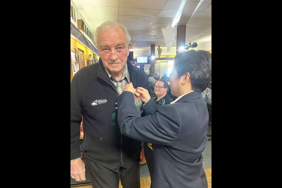 Legion Branch 260 member Alan Boyd received his 50-year membership pin from Dora Kovacs, membership chair and secretary on Oct. 29. 