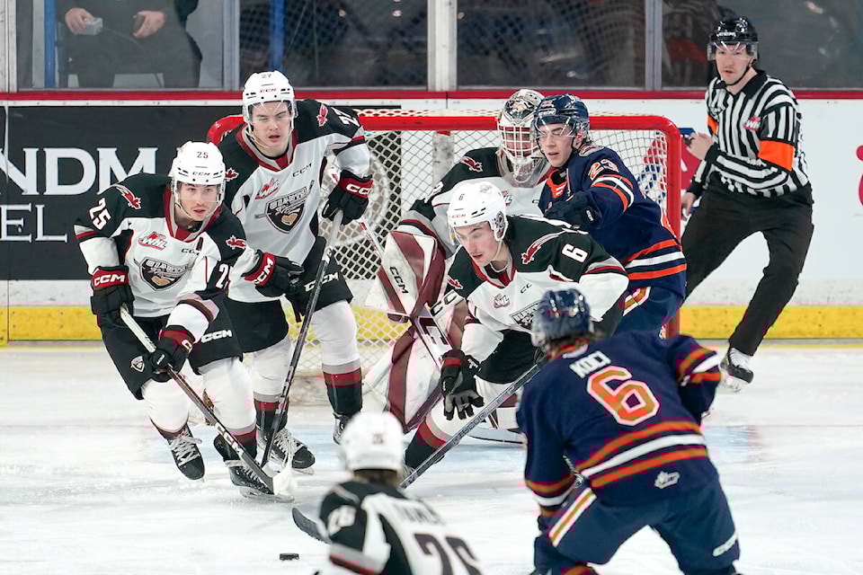 Vancouver Giants downed Kamloops Blazers 3-2 in a shootout at 91ԭ EventsVIDEO: Centre on Saturday, Nov. 4, with another outstanding performance by netminder Brett Mirwald. (Wes Shaw, ShotBug Press/Special to 91ԭ Advance Times) 