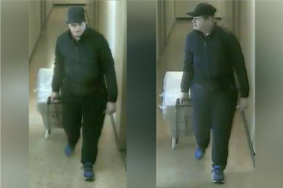 Photos released from the Vancouver Police Department show convicted child sex offender and abductor Randall Hopley leaving his halfway house on Nov. 4. Hopley is wanted Canada wide. (Courtesy of VPD) 