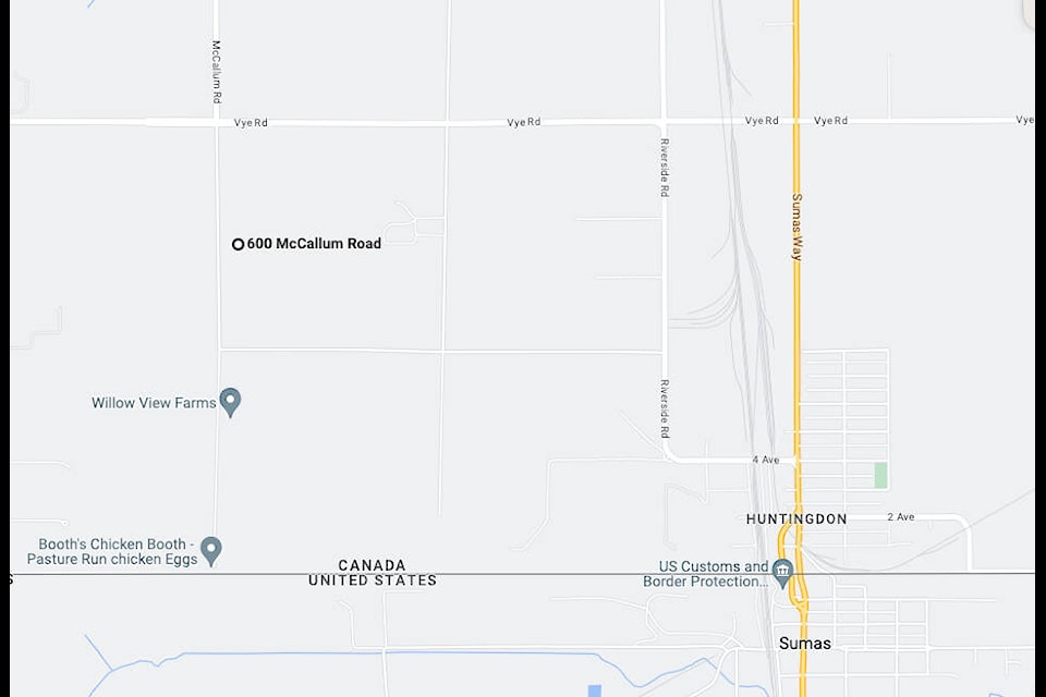A Google map shows the location of the 600 block McCallum Road, between Farmer and Vye Roads. 