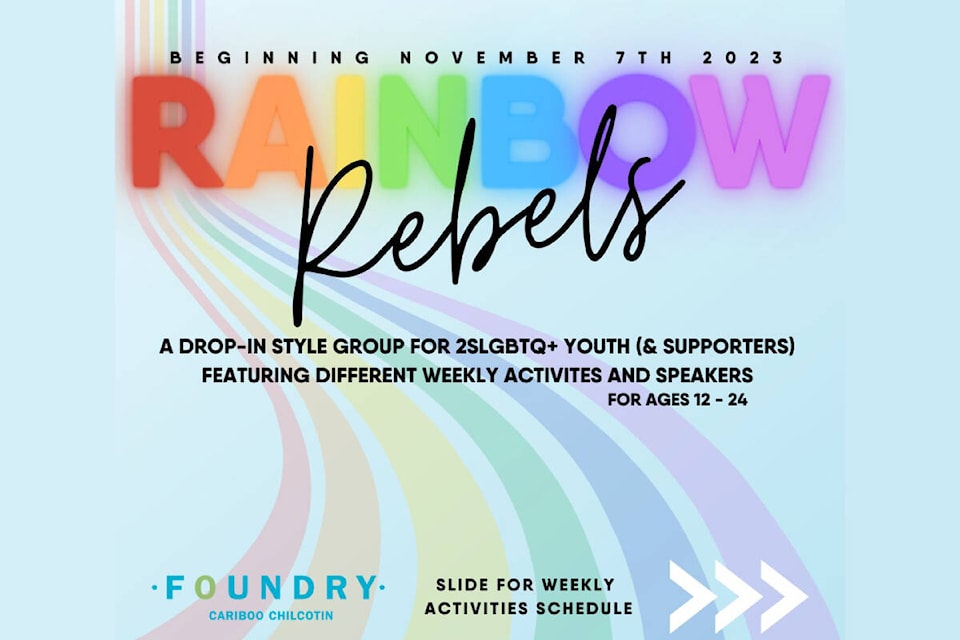 The Foundry Cariboo Chilcotin is hosting six weekly drop-in hang-out events for 2SLGBTQIA+ youth to meet with one another. (File submitted) 