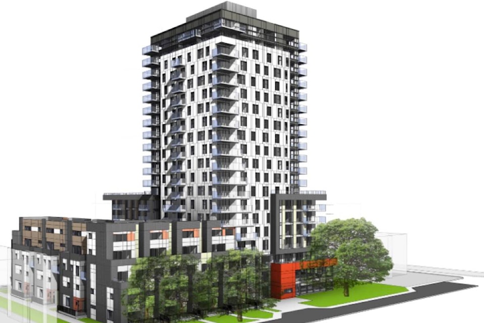 Conceptual rendering of BC Housing apartment project proposed for 1451 Bertram Street. (BC Housing) 