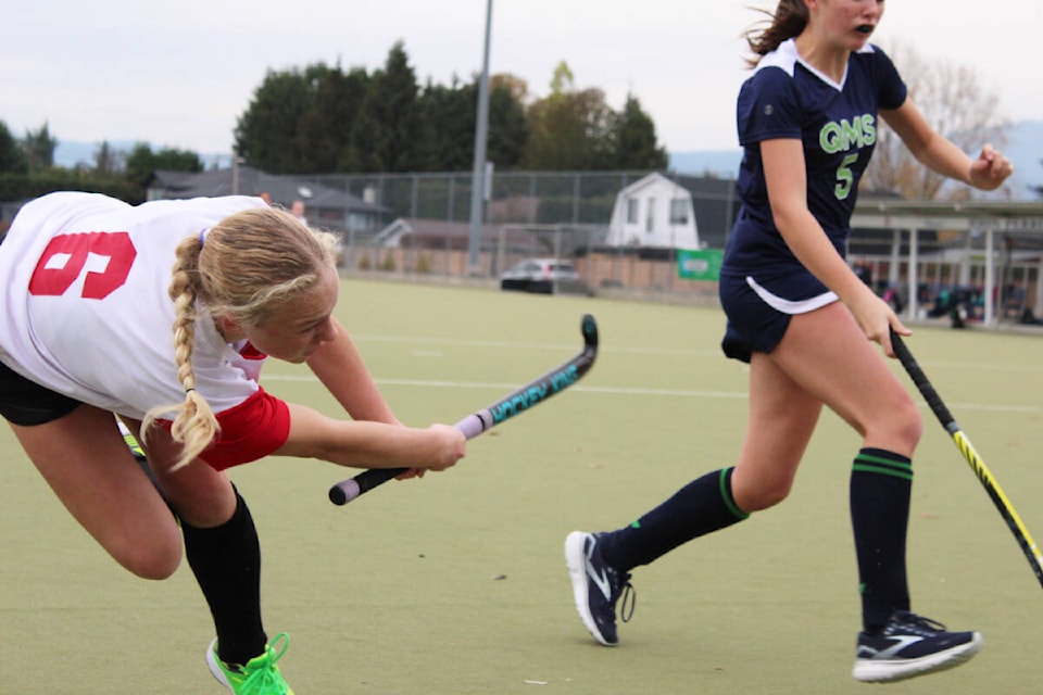 The ADSS field hockey team plays a game against Queen Margaret’s School in Duncan. (SUBMITTED PHOTO) 