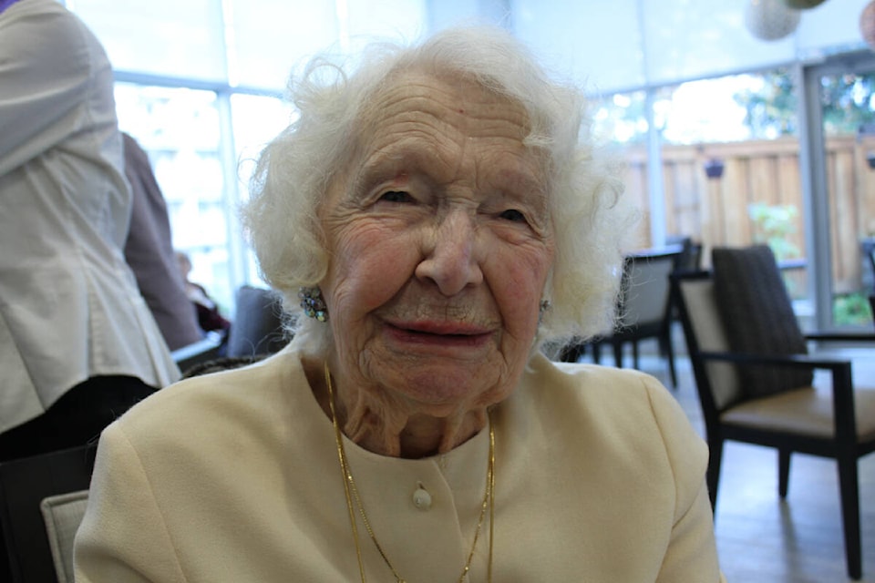 Sylvia Kelly, 103, celebrates with five others at West Shore Retirement Village. She was very active all her life and credits volunteering as a reason for having such a long life. (News Staff/ Thomas Eley) 