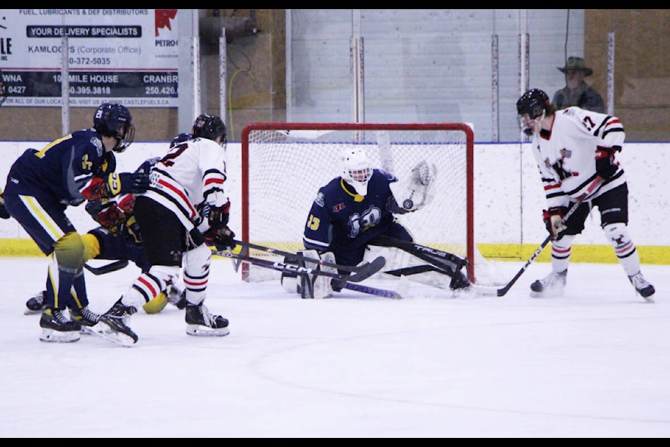 The 100 Mile House Wranglers beat the Kelowna Chiefs 4-2 on Saturday, Nov. 11. (Patrick Davies photo - 100 Mile Free Press) 