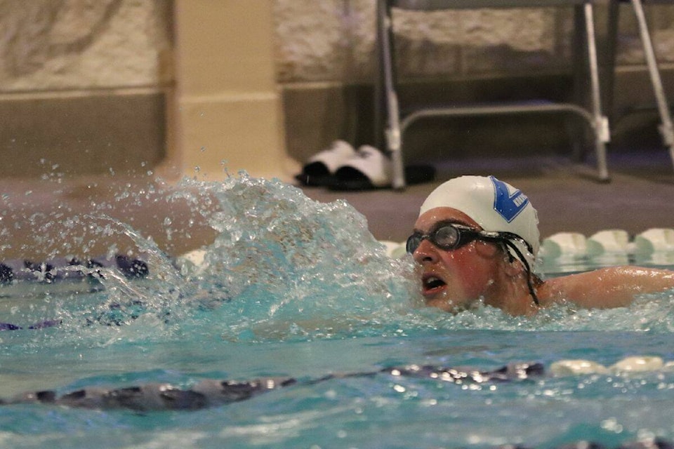 Members of the Vernon Kokanee Swim Club raced to career high performances at their home meet on Sunday, Nov. 5 from the Vernon Recreation Centre. (Bowen Assman- Morning Star Photo). 