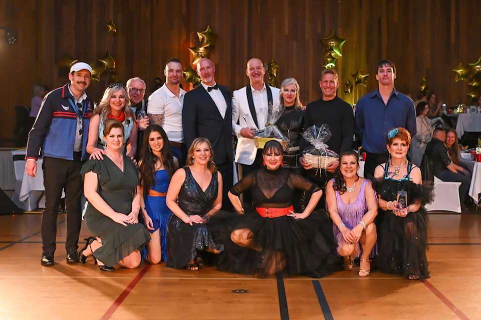 Dancing with the Shuswap Stars competitors unite for a photo and a good cause – raising funds for the Shuswap Hospice Society – on Saturday, Nov. 18, 2023. (Kristal Burgess Photography) 
