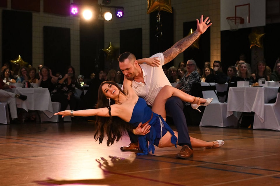 Renee and Justin Brien win over the audience with their dance routine, earning the Overall People’s Choice award in the Rookie division of Dancing with the Shuswap Stars on Saturday, Nov. 18, 2023. (Kristal Burgess Photography) 