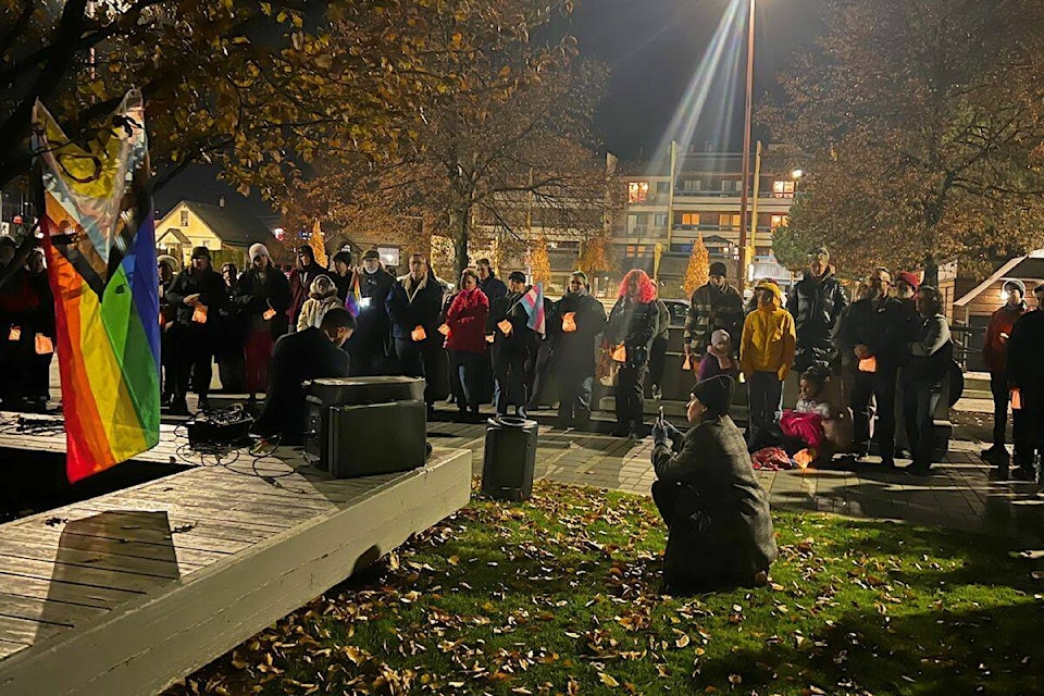 The Trans Day of Remembrance vigil was held in Vernon on Monday, Nov. 20, to remember those lost to anti-trans violence the past year. (Bowen Assman-Morning Star) 