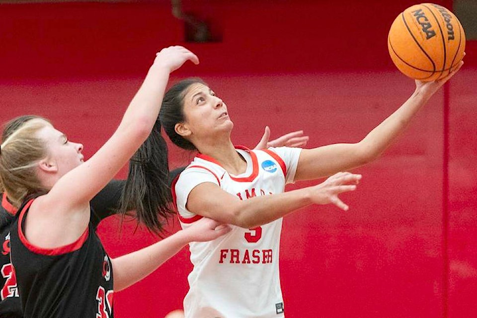 ’s Sophia Wisotzki had game-highs of 21 points and seven rebounds, and also added a season-high six steals as SFU Red Leafs won seven straight to finish undefeated at the PacWest/GNAC Crossover Challenge in Irvine, California on Saturday, Nov. 25. (SFU/Special to ) 