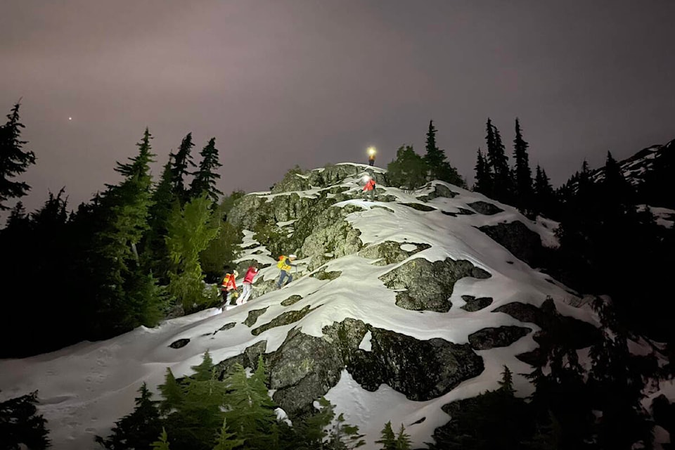 North Shore Rescue members spent almost nine hours searching for and rescuing a hiker off of Pump Peak on Sunday, November 27, 2023. (North Shore Rescue/Facebook) 