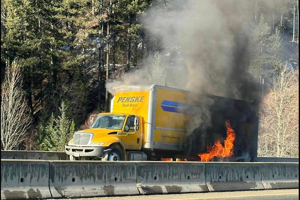 Okanagan Connector closed in both directions due to vehicle fire. (Bob Glenna Hollier/Facebook) 