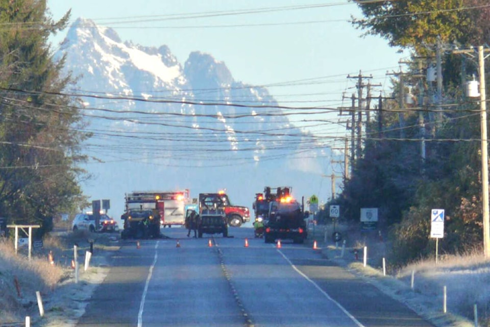  Langley RCMP closed 264th Street between 24th and 29th Avenues due to a multi-vehicle crash Tuesday morning (Nov. 28) in Aldergrove. (Dan Ferguson/Langley Advance Times) 