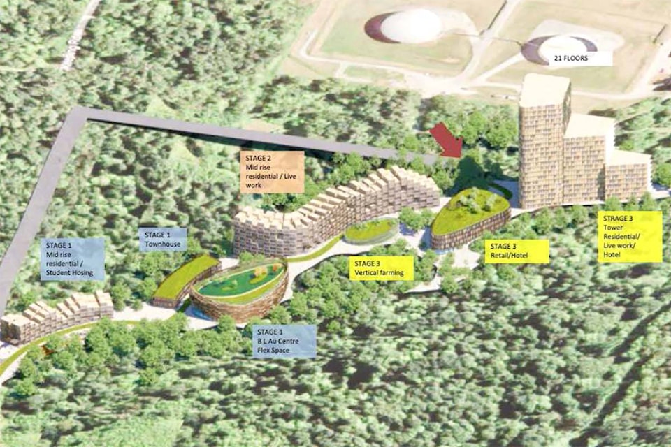 Plans for the Abbotsford Tech District on Sumas Mountain include a centre for innovation and food security, housing, and commercial and professional services. 