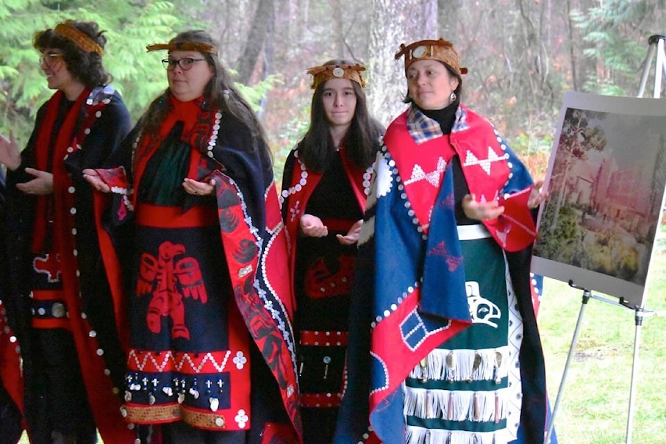 Members from the K’ómoks First Nation spoke about the importance of blessing the student housing site to ensure the project enters the preparation and construction phase respectfully. Photo by Erin Haluschak 
