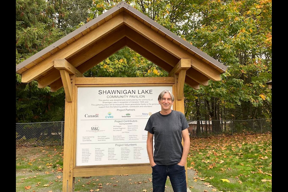 Longtime Shawnigan Players member Alex Gallacher stands in front of the Shawnigan Lake Pavillon where the players will often rehearse their Shakespeare productions come spring. It has become tradition that the Shawnigan Players hold their first preview show for the Cowichan Shakespeare Festival at the pavillion before taking their show to downtown Duncan and Gem O’ The Isle. (Chadd Cawson/Connector) 