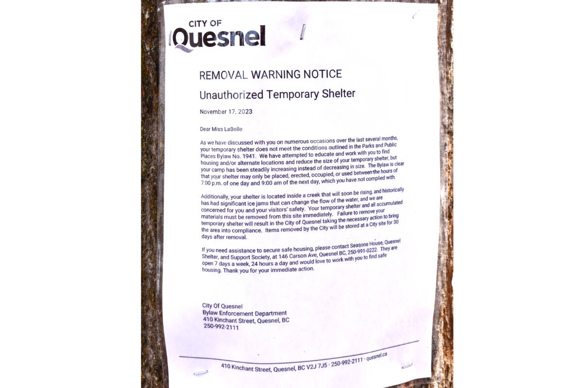 Baker Creek encampment dismantled in Quesnel The Williams Lake Tribune