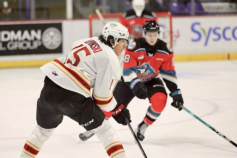  Kelowna Rockets defeated the Vancouver Giants 4-0 on Friday night, Dec. 1, at Langley Events Centre. With the loss, the Giants’ regular season record falls to 9-15-2-0, 10th in the 11-team western conference, 20th overall in the 22-team WHL. (Rob Wilton/Special to Langley Advance Times)  