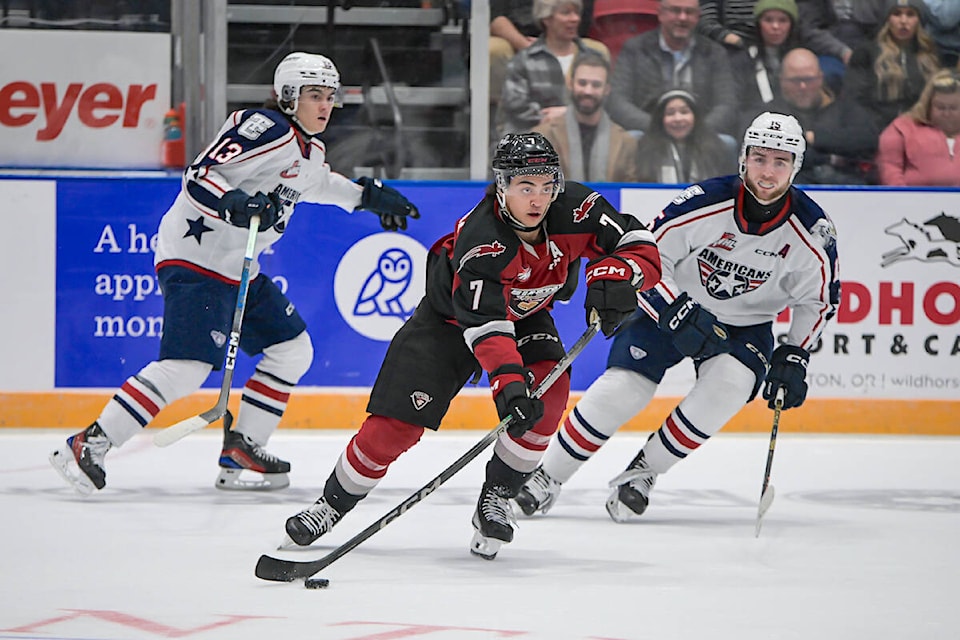  Vancouver Giants exploded for six goals on Saturday night, Dec. 2, in a 6-3 win over the Tri-City Americans, getting a hat-trick from Ty Halaburda and 39 saves from Matthew Hutchison. (John Keller/Special to Langley Advance Times) 
