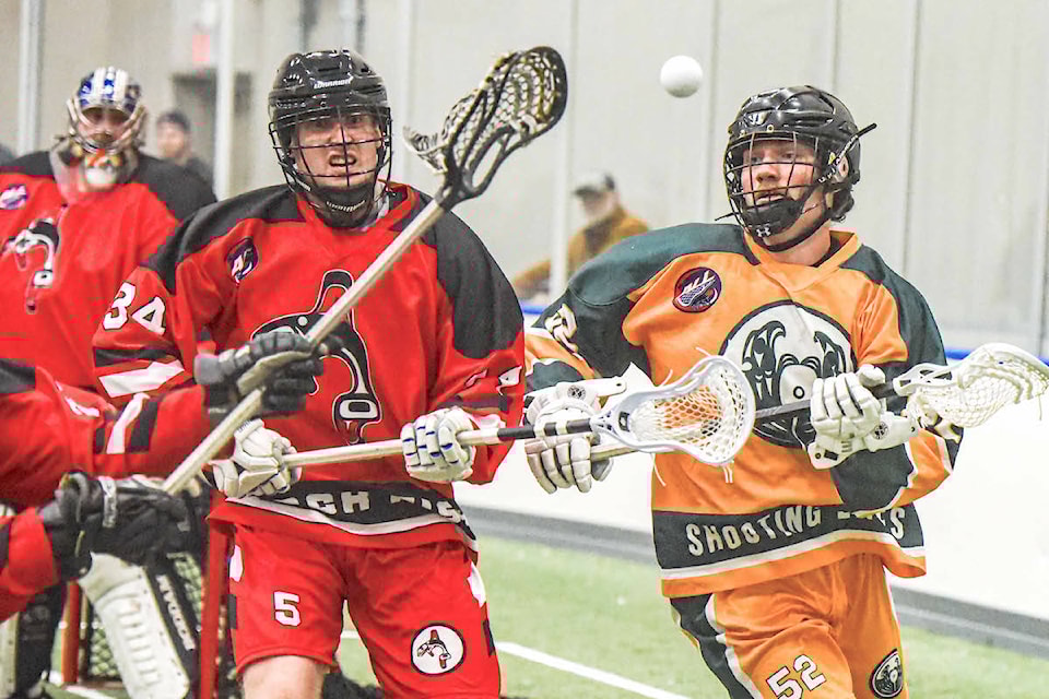 Shooting Eagles are in first place in the Arena Lacrosse League West Division season after downing the Black Fish 16-10 on Sunday, Dec. 3 at 91ԭ Events Centre. (Ryan Molag, 91ԭ Events Centre/Special to 91ԭ Advance Times) 