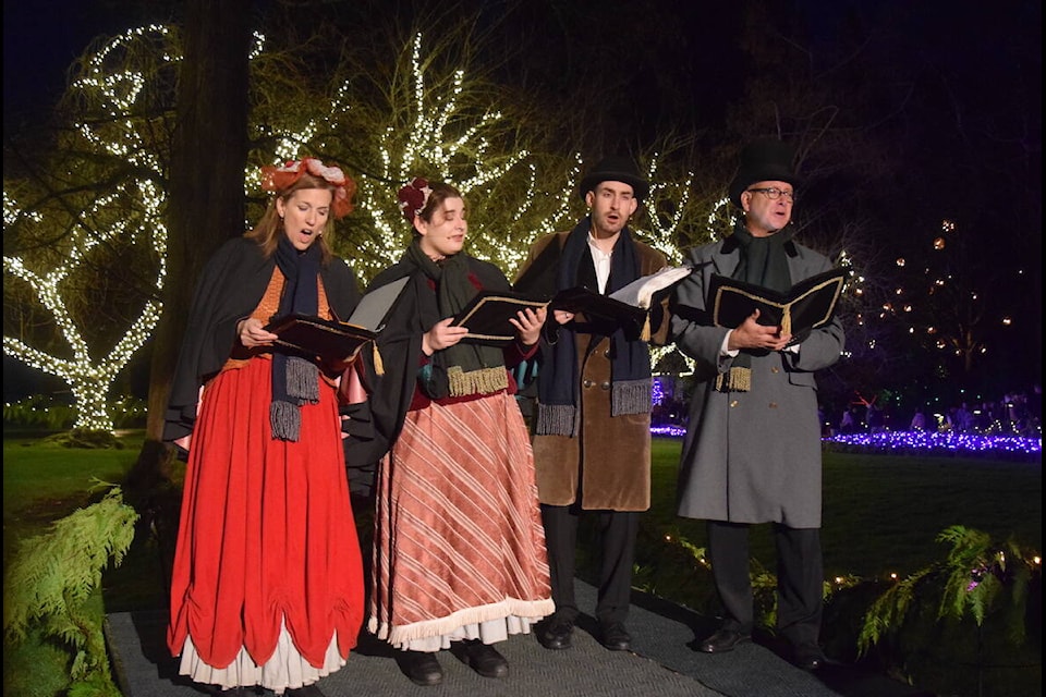 The magic of Christmas celebration at the Butchart Gardens includes traditional carollers. (Brendan Mayer/News Staff) 