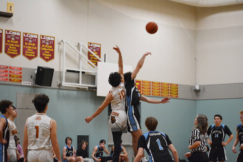 Sir Alexander Mackenzie Secondary School senior boys basketball compete against Correlieu Secondary School Saturday at a tournament in Williams Lake. (Monica Lamb-Yorski photos - Black Press Media) 