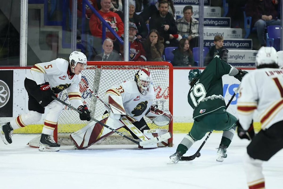  Vancouver Giants lost 8-7 to the Everett Silvertips in a wild, back-and-forth game on Teddy Bear Toss night at the Langley Events Centre on Saturday, Dec. 9. (Rob Wilton/Special to Langley Advance Times) 