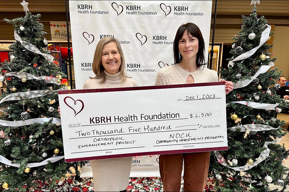 Nelson and District Credit Union has donated $2,500 to the Orthopedic Enhancement Project through their Community Investment Program during Light-Up The Hospitals! Pledge Day. Credit Union members in our region provided these funds in support of our regional healthcare. Tanya Tymchshyn, Financial Services Officer (right) presented the donation to Debbie Wood, KBRH Health Foundation Vice Chair. 