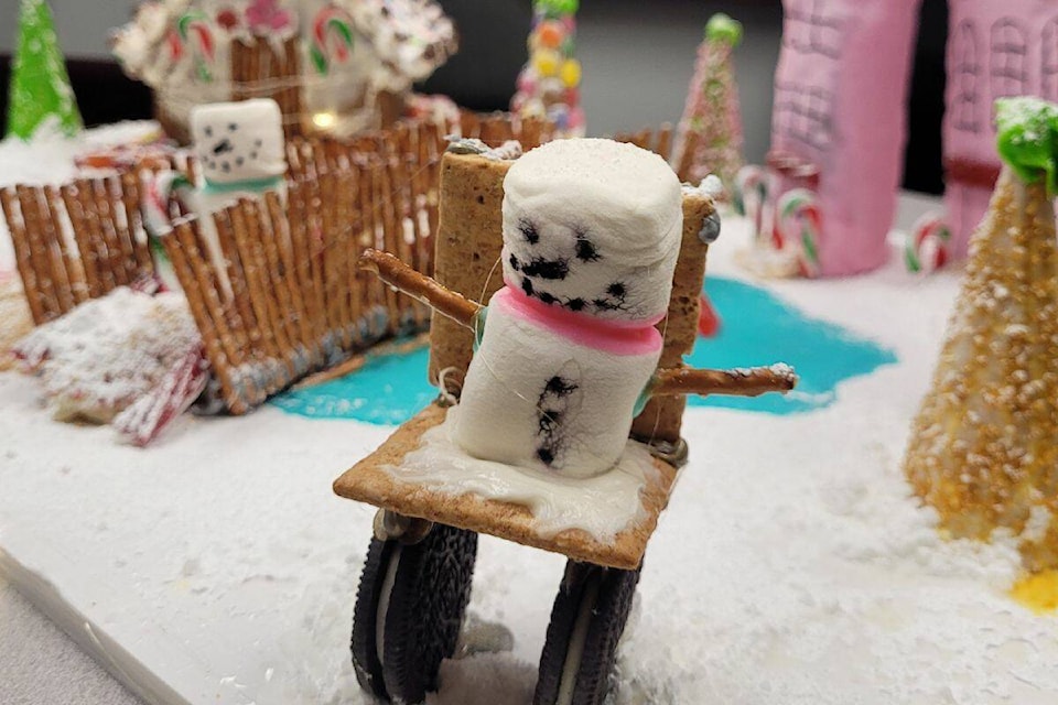 Staff and clients of Options Community Services Empower program designed a gingerbread village for a contest, hosted by the Downtown Surrey Business Improvement Association. (Photo: Options Community Services) 