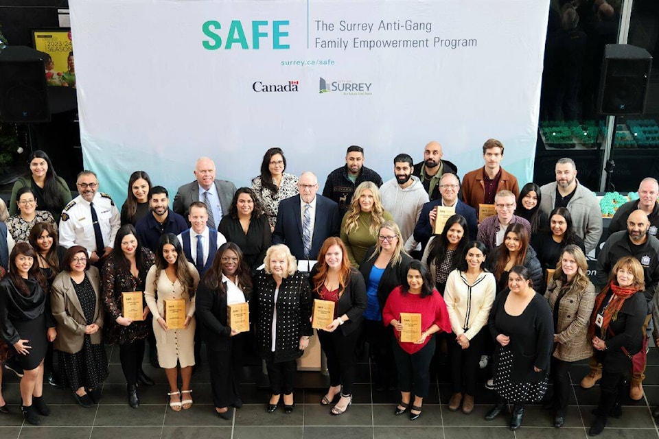 “The City of Surrey honoured Surrey Anti-Gang Family Empowerment Program community partners with a celebration event at Surrey City Hall on Dec. 7, 2023 that recognized the program’s five-year milestone.” (Submitted photo: City of Surrey) 