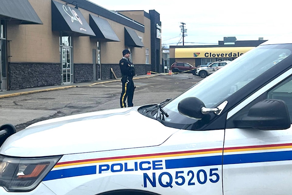 RCMP have the parking Restore parking lot blocked off Tuesday morning, Dec. 12. (Brendan Shykora - Morning Star) 