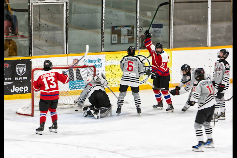 Kimberley local Justin Sommer scores his first goal of the season. Paul Rodgers photo. 