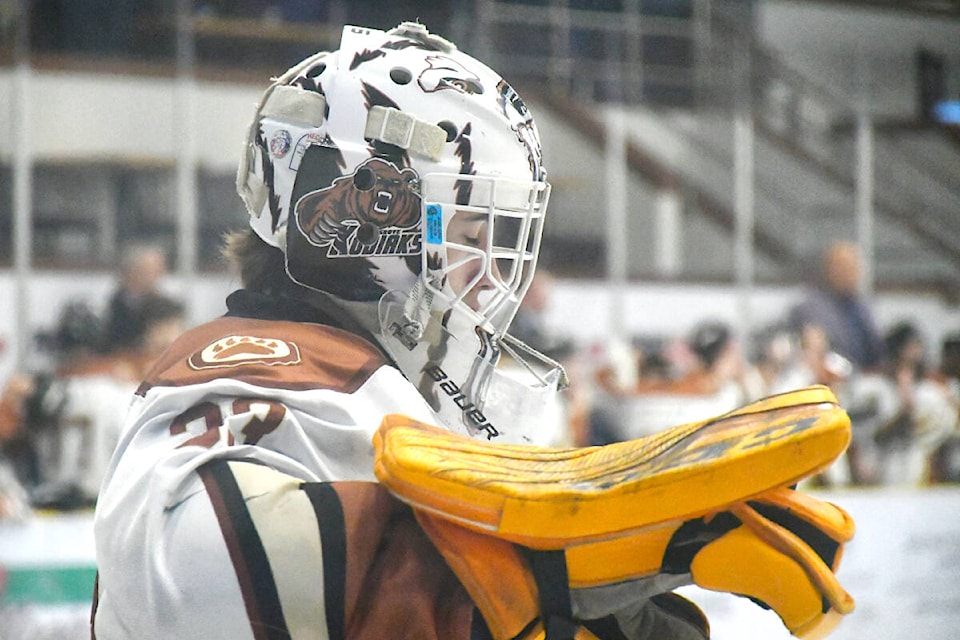 Kodiaks netminder Kyle Spak, seen here during a previous game against the 91ԭ Trappers, kept his team in the game during their fourth meeting of the season on Dec. 15 at Aldergrove Credit Union Community Arena. 91ԭ outshot Aldergrove 55-30, winning 4-3 in overtime. (91ԭ Advance Times files) 