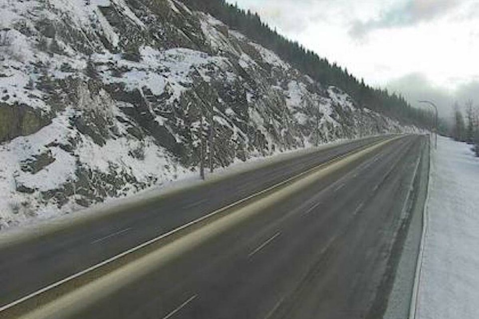 The Coquihalla Highway from Hope to Merritt has a 40 per cent chance of flurries on Saturday morning, Dec. 23. (DriveBC Traffic Cams) 