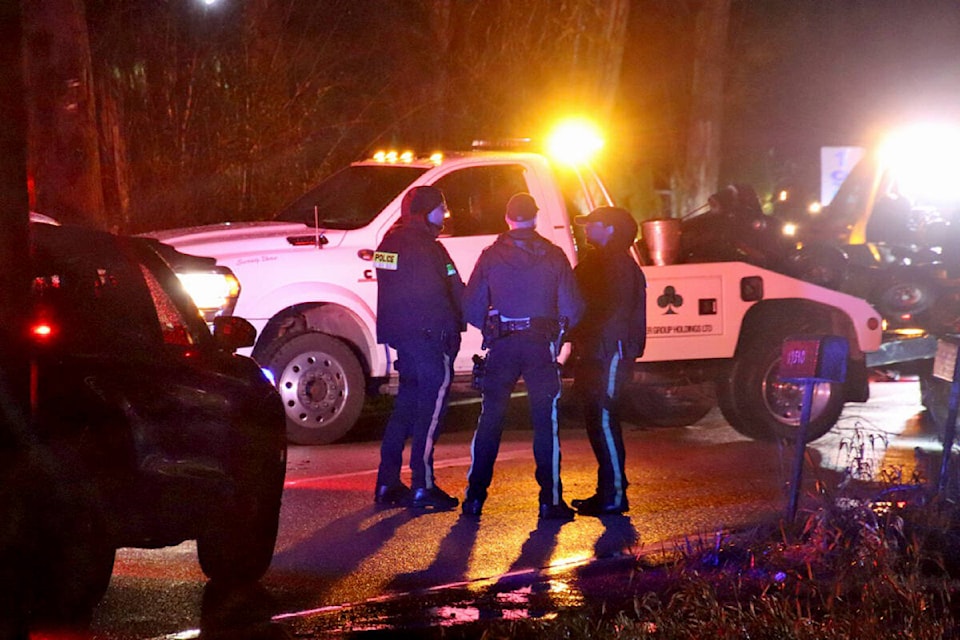 Unclear yet, whether anyone was injured in a collision in the 19600-block of 80th Avenue on Monday, Dec. 25, 2023, right on the border between Langley and Surrey. (Shane McKichan/Special to Langley Advance Times) 