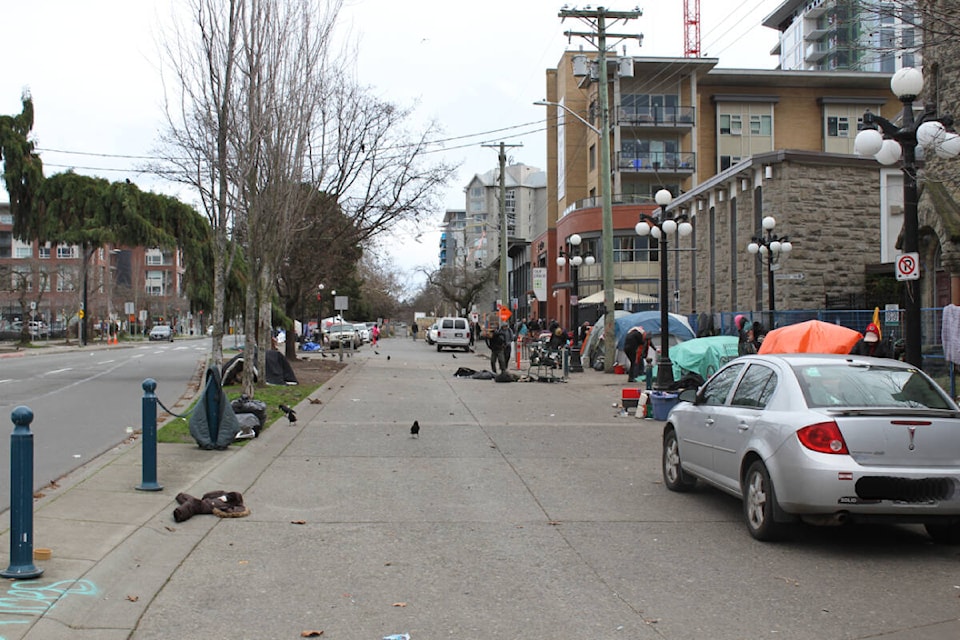 Pandora Avenue is not a dangerous place, according to Grant McKenzie, it can be unsettling due to the open drug use and loud screaming but there is also a community of people that look after one another. (Thomas Eley/News Staff) 