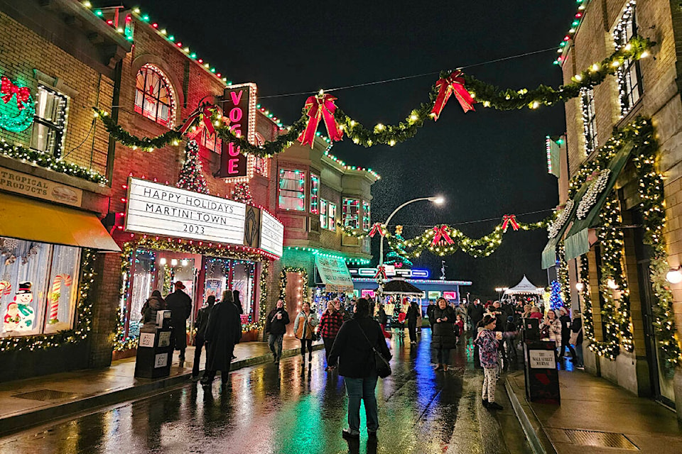 More than 60,000 people, some from as far away as the UK, visited the first-ever Martini Town Merry & Bright Christmas held from Dec. 1 to Jan. 1 at the Aldergrove backlot, raising $62,000 for the Langley Food Bank. (Dan Ferguson/Langley Advance Times) 