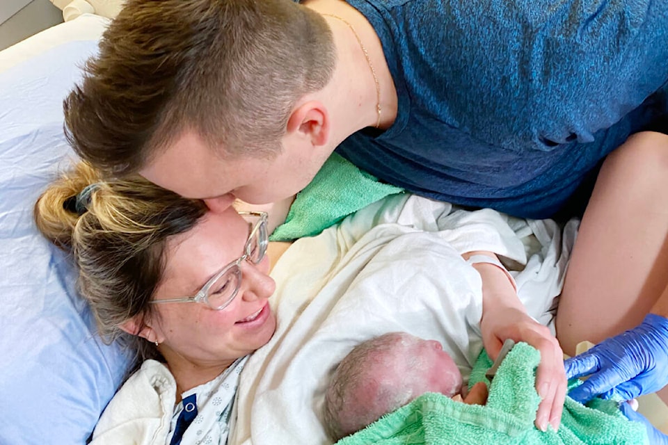 B.C.’s New Years baby Taylor Stutsky with her mother Julia Goryn and Travis Stutsky, her father. (Special to The News) 