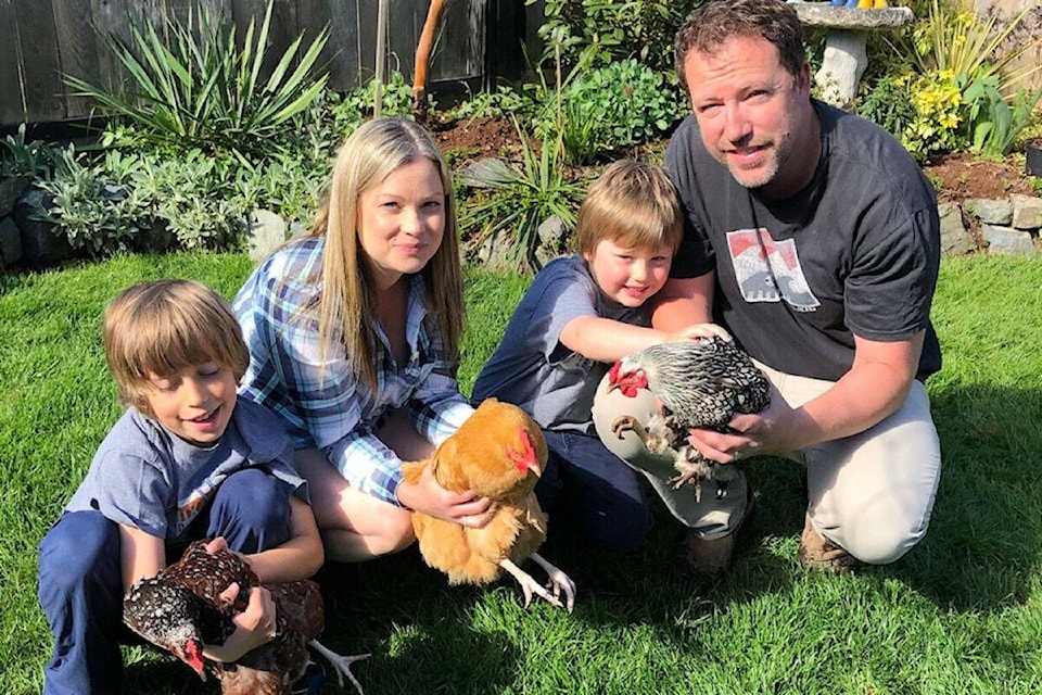 Cherie Maclure and her family have been lobbying Sidney to allow backyard chickens in the municipality for more than five years. (Photo courtesy of Cherie Maclure) 