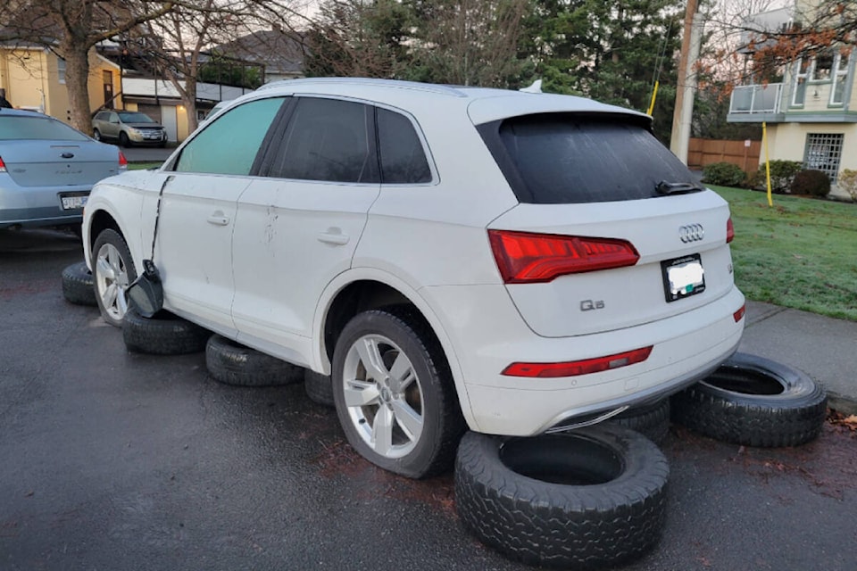 One of the 16 vehicles that was damaged in Saanich last week. (Courtesy of Saanich Police Department) 