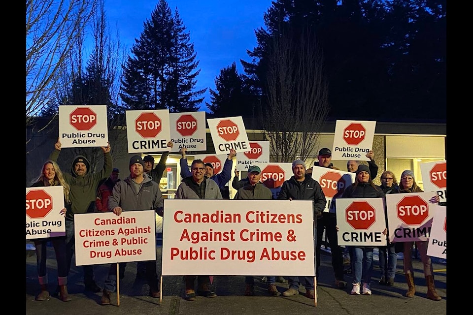 A new group, the Canadian Citizens Against Crime and Public Drug Abuse, held a silent and peaceful protest rally at 5 p.m. on Jan. 9 in the parking lot of North Cowichan’s Municipal Hall. (Chadd Cawson/Citizen) A new group, the Canadian Citizens Against Crime and Public Drug Abuse, will hold a silent and peaceful protest rally at 5 p.m. on Jan. 9 in the parking lot of North Cowichan’s Municipal Hall. (Citizen file photo) 
