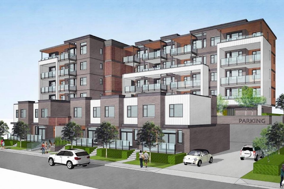Conceptual rendering of a six-storey, 71-unit apartment building proposed for 1864 Gordon Drive. (City of 鶹ѡ) 