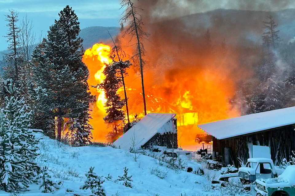 A fire in Tatla Lake on Thursday, Jan. 11 has left a single man homeless. (Melodie Gano photo) 