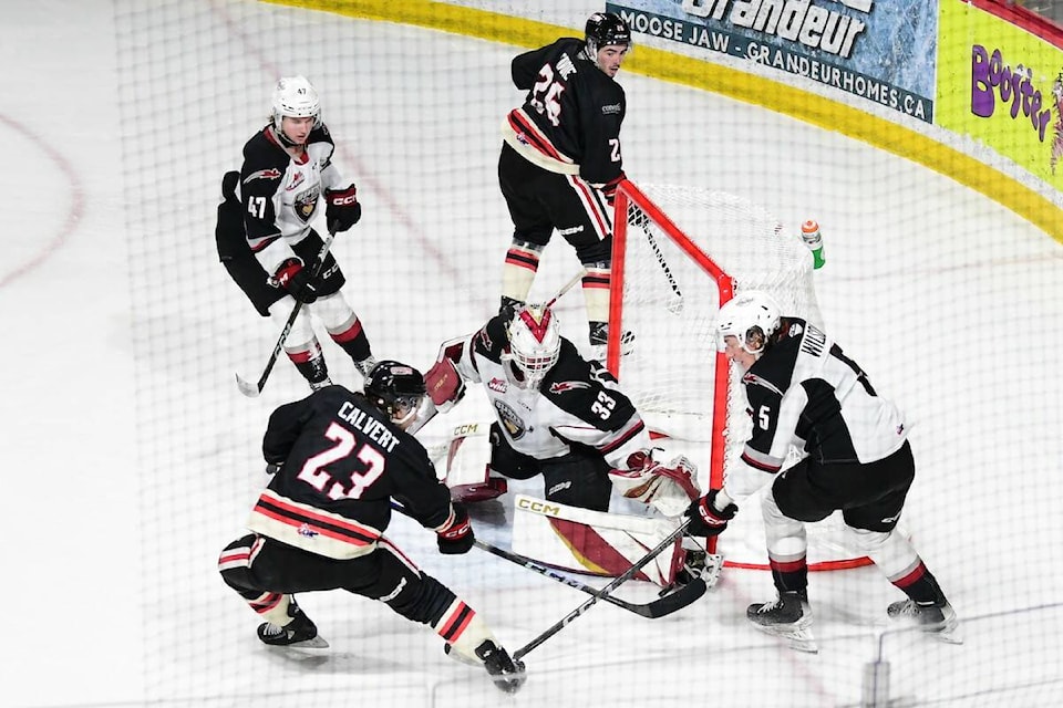  Moose Jaw Warriors power play struck three times on Saturday, Jan. 13, in a 7-2 win over the Vancouver Giants at the Moose Jaw Events Centre. (Nick Pettigrew/Special to 91ԭ Advance Times) 