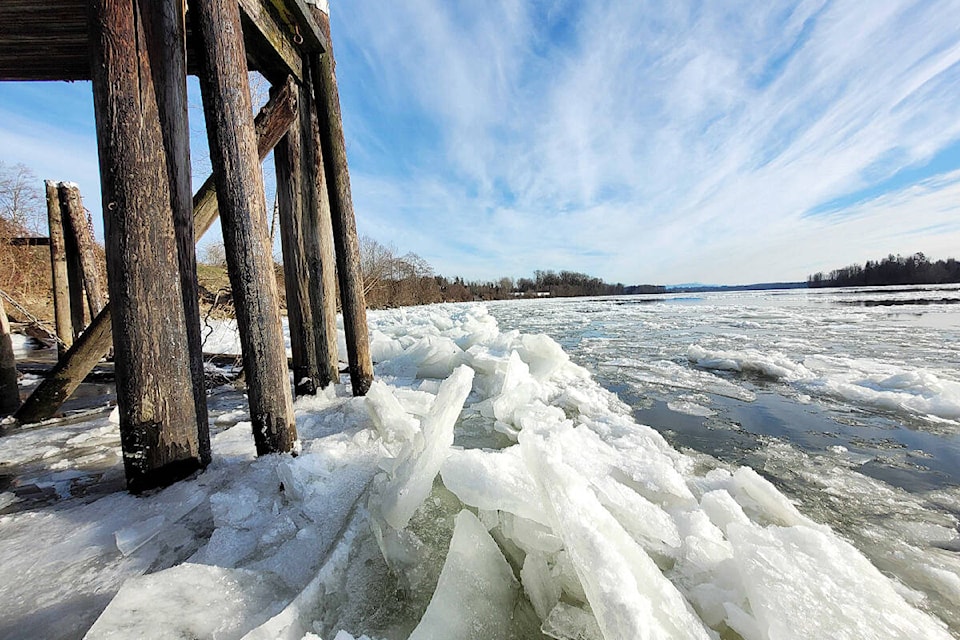Cold temperatures left the Fraser River full of ice, and caused burst pipes across 91ԭ between Jan. 11 and 16. (Neil Corbett/Black Press Media) 