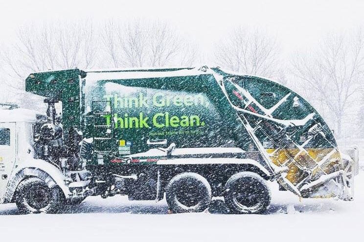 WM is urging Vernon businesses to clear ice and snow from recycling and garbage containers to allow for collection Wednesday, Jan. 17, 2024. (WM photo) 