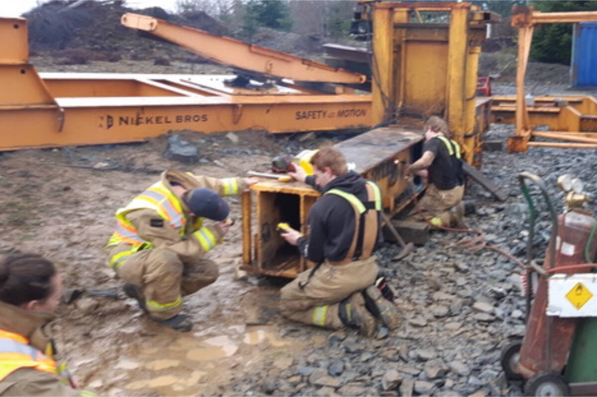 Firefighters rescue dog stuck in construction equipment in Nanaimo