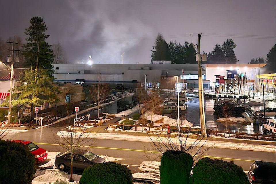  There was a loud bang and smoke, and half the lights went out at the Aldergrove Credit Union Community Centre late Sunday night, Jan. 21, witness Sunny Sharma said. (Sunny Sharma/Special to ) 