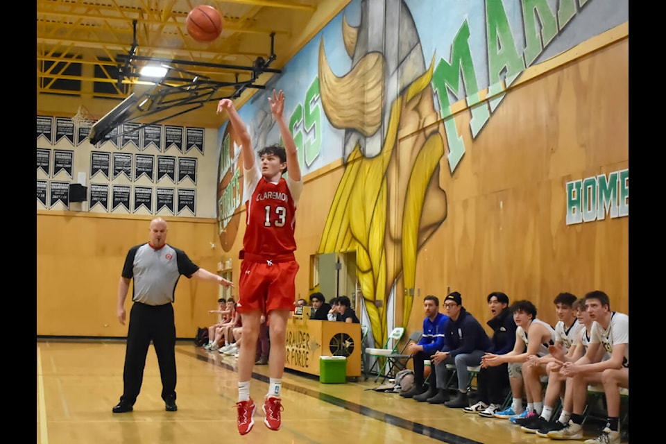 Kitsilano Secondary beat Claremont Secondary in a 53-43 match in the Famous Flex Senior Boys Air Show at Pitt Meadows Secondary. (Brandon Tucker/The News) 